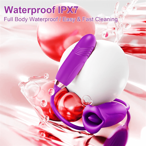 Lurevibe - Rose Muncher Rose Kiss Tongue Vibrator With Thrusting Dildo Vibrator - Lurevibe