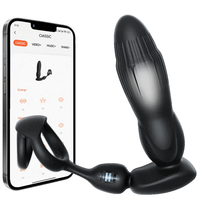 Starship Prostate Massager Vibrating Inflating Expanding Anal Toy with Dual Rings - Lurevibe