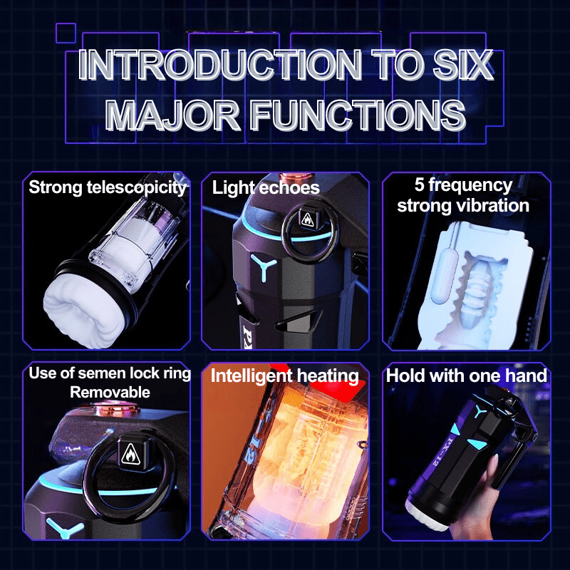 Lurevibe - High Explosive Grenade Aircraft Cup Telescopic Vibration Heating Male Masturbation Device - Lurevibe