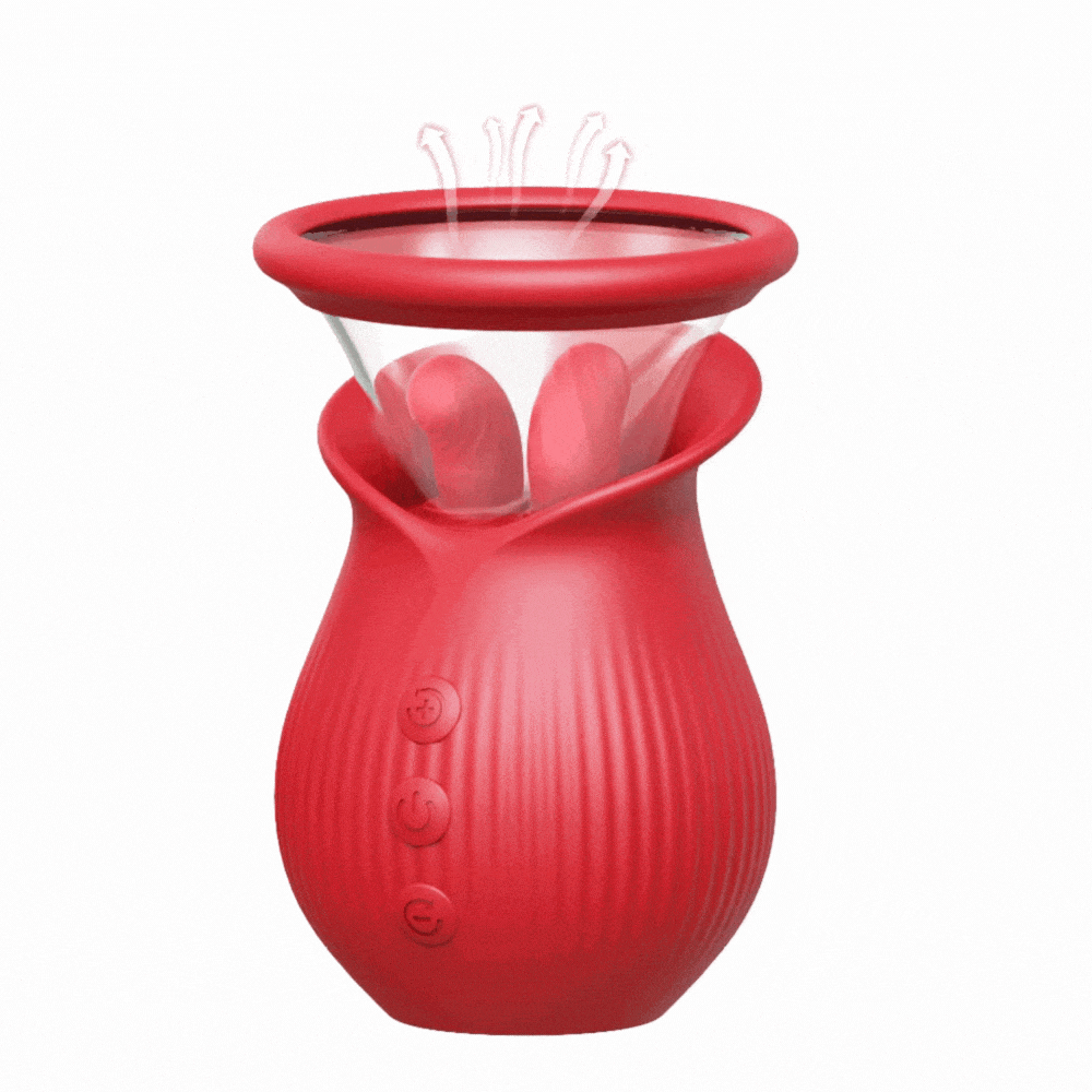 Lurevibe - Rose Romeo - 3in1 Rose Sex Toy with 2 Suction Cups, Adult Toys Female Clitoral Nipple Vibrators with 10 Licking Sucking Vibrating - Lurevibe
