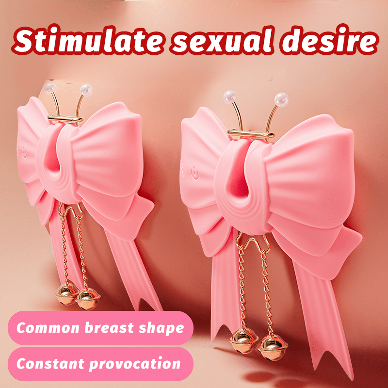 Pink Bowknot Vibrating Nipple Clamps App Control - Lurevibe