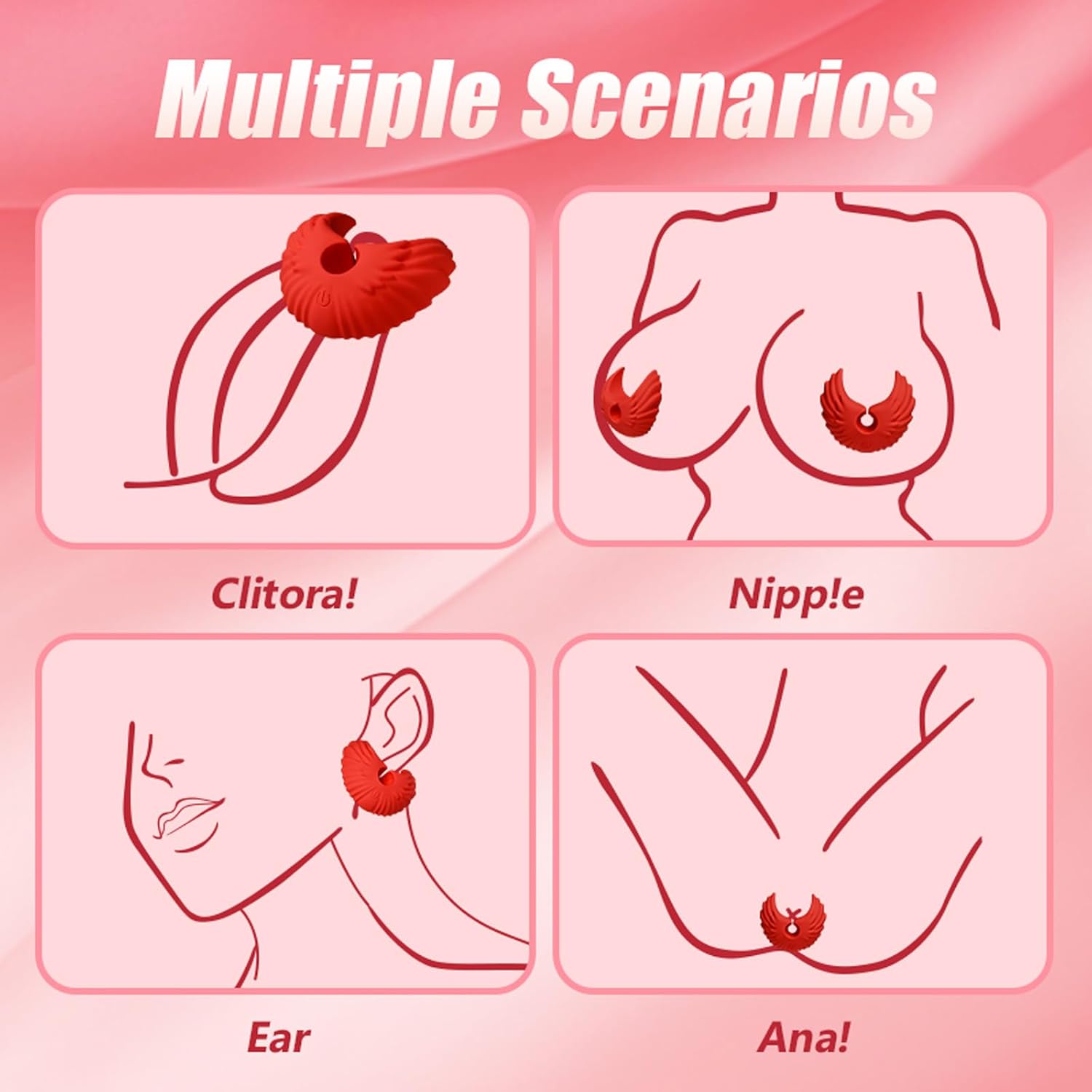 BDSM Angel Wings Vibrating Nipple Clamps with Remote Control - Lurevibe