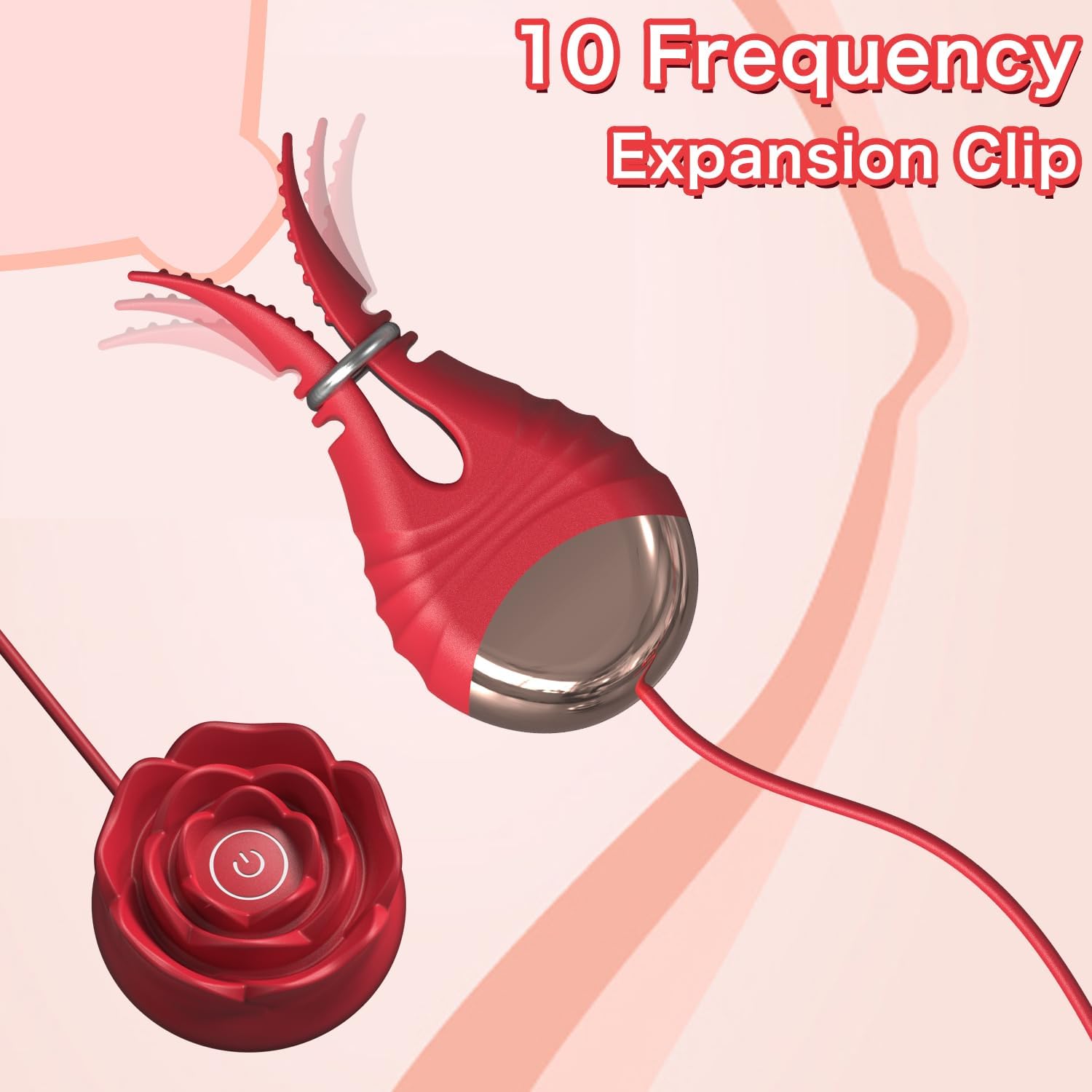 Rose-shaped 10 Vibration Nipple Clamps Set