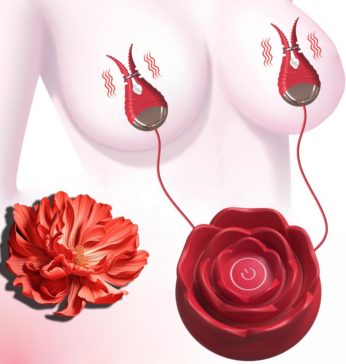 Rose-shaped 10 Vibration Nipple Clamps Set