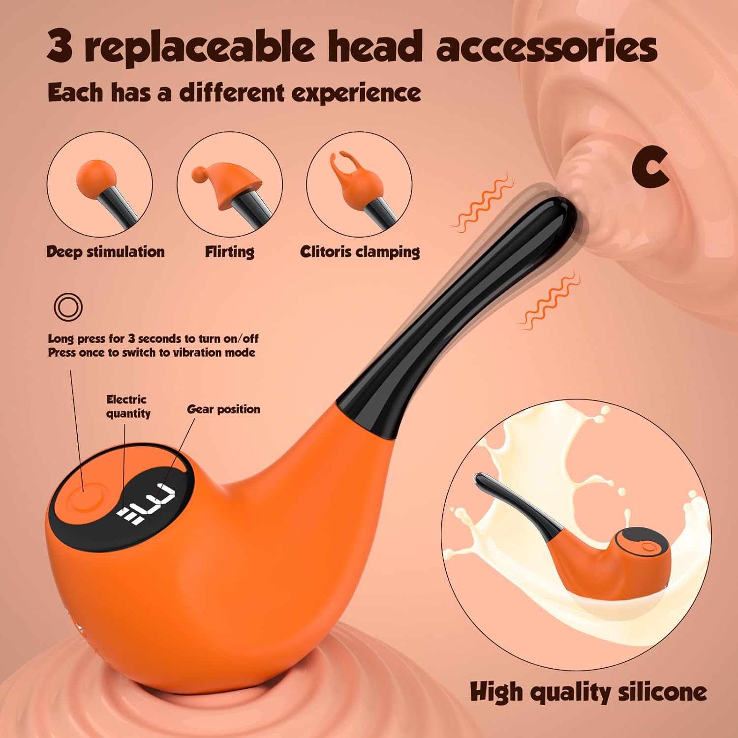 Pipe LED Screen Clit G-Spot Nipple Vibrator Sexual Pleasure Tool - Lurevibe