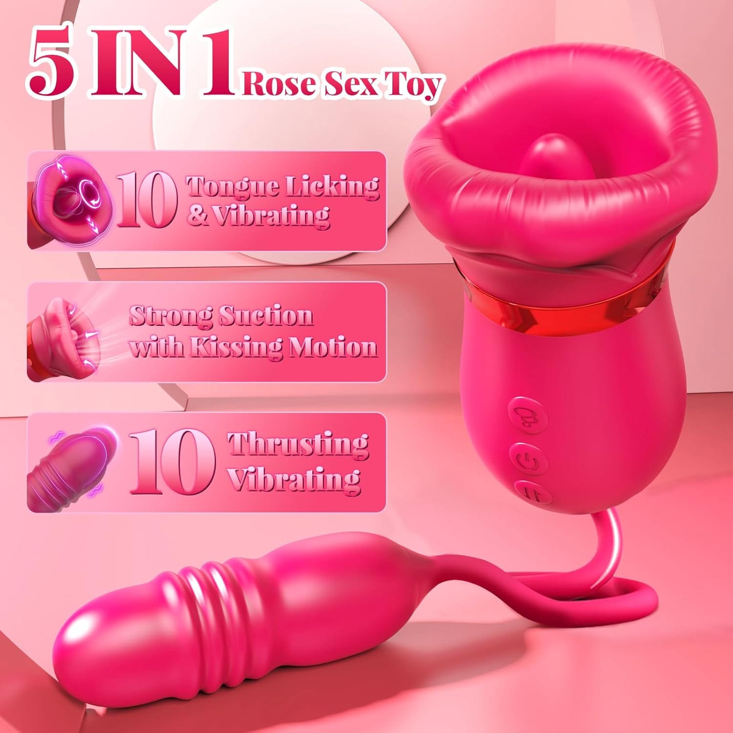 Big Mouth 5 In 1 Mouth Suction Clitoris Thrusting G-spot Vibrator - Lurevibe