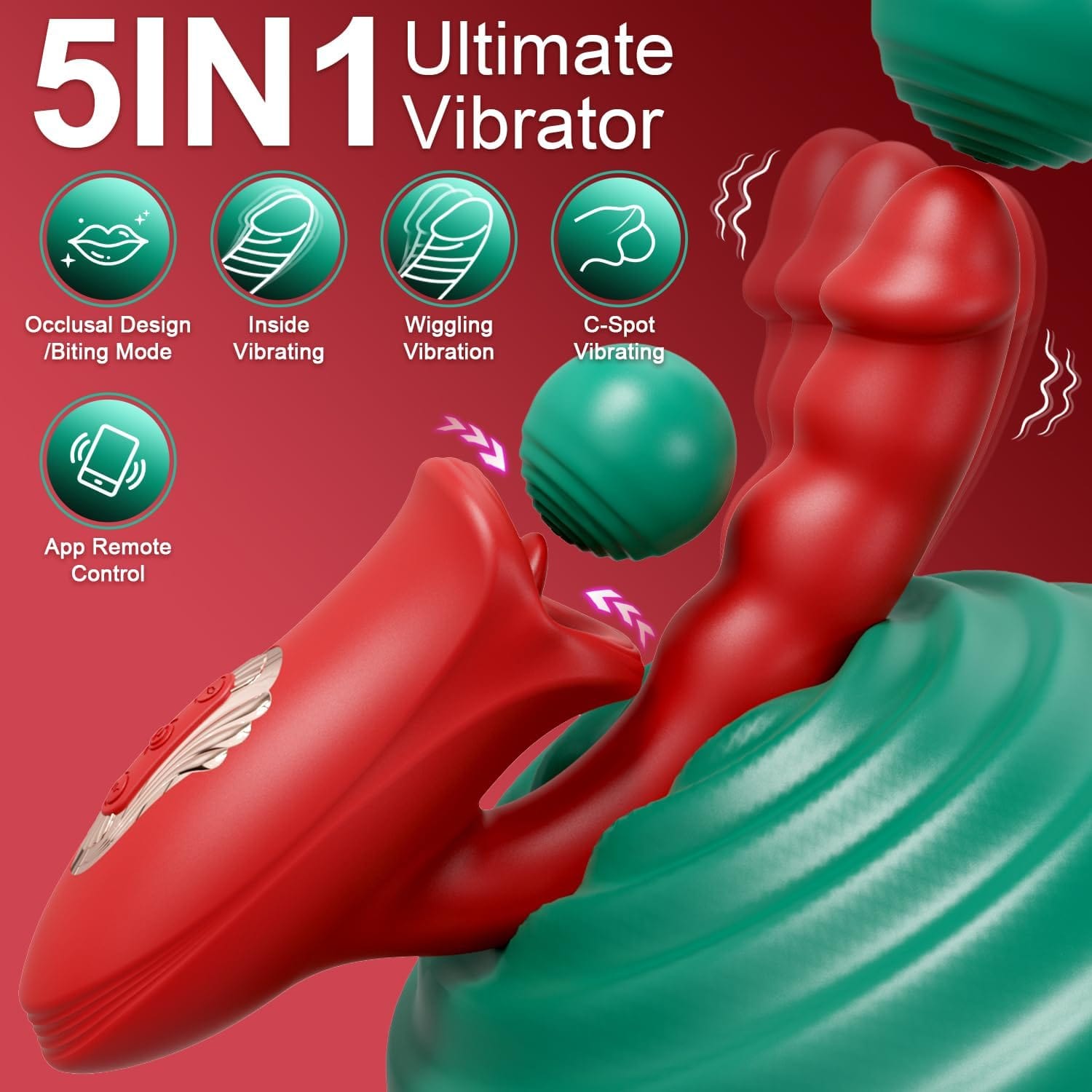 5-in-1 Rose Muncher G Spot Realistic Dildo Vibrator APP control for Women Sex Toys - Lurevibe