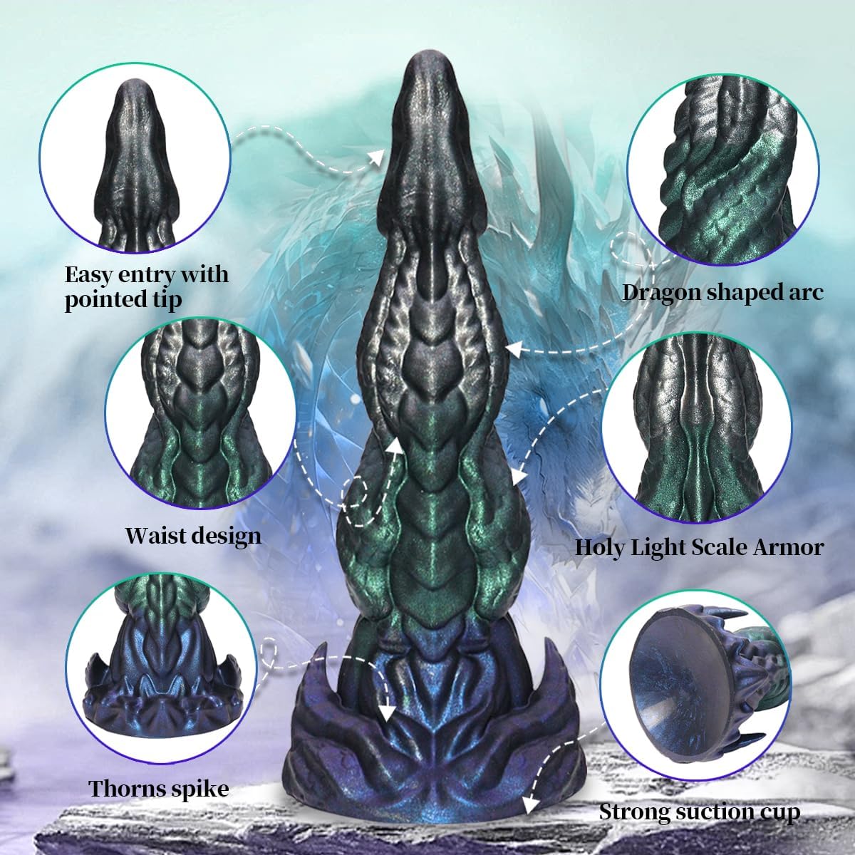 8.46In Dragon Dildo Knot Monster Huge Anal Dildo with Suction Cup - Lurevibe