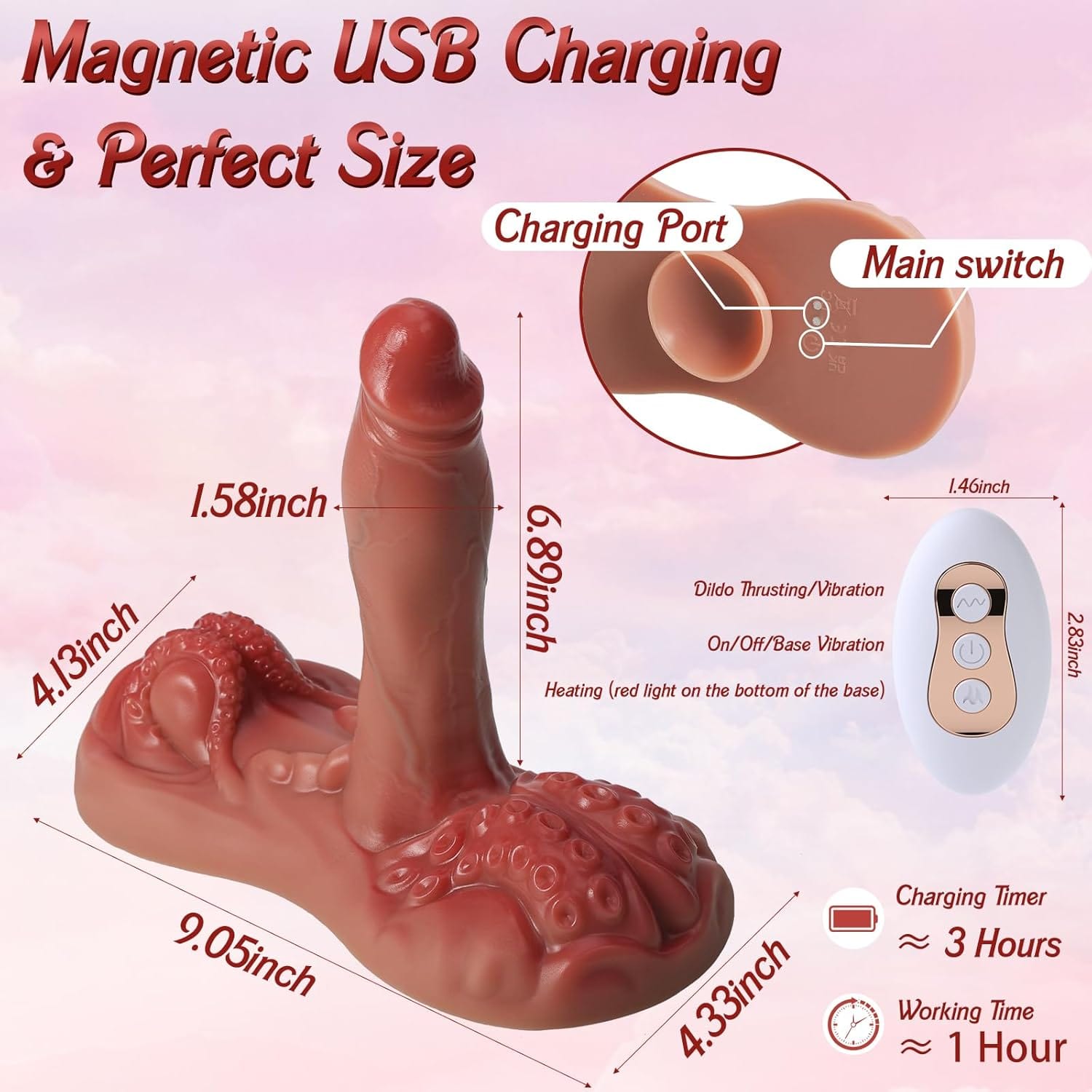 4 in 1 Sit and Ride Monster Dildo Vibrator with Remote Control - Lurevibe