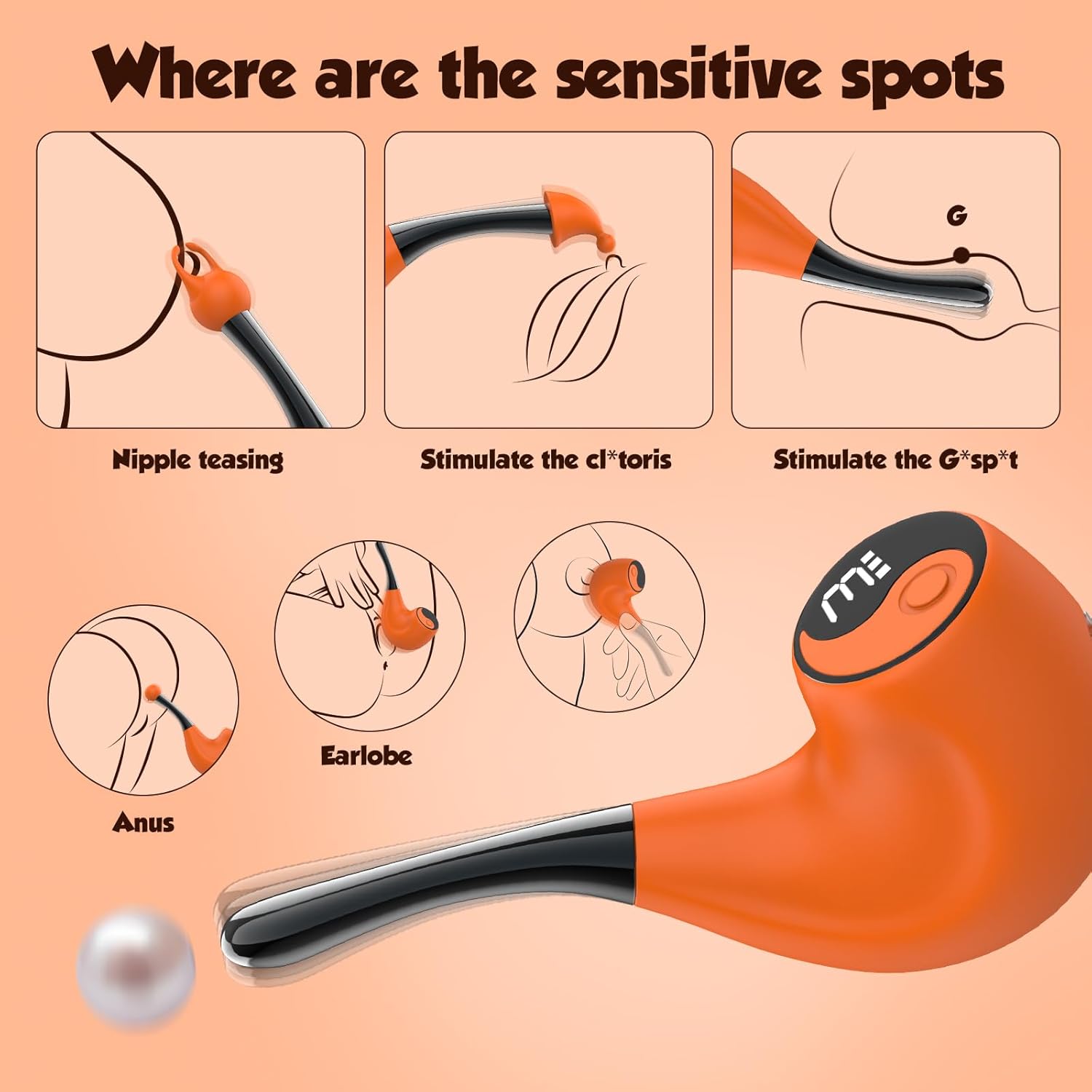 Pipe LED Screen Clit G-Spot Nipple Vibrator Sexual Pleasure Tool - Lurevibe