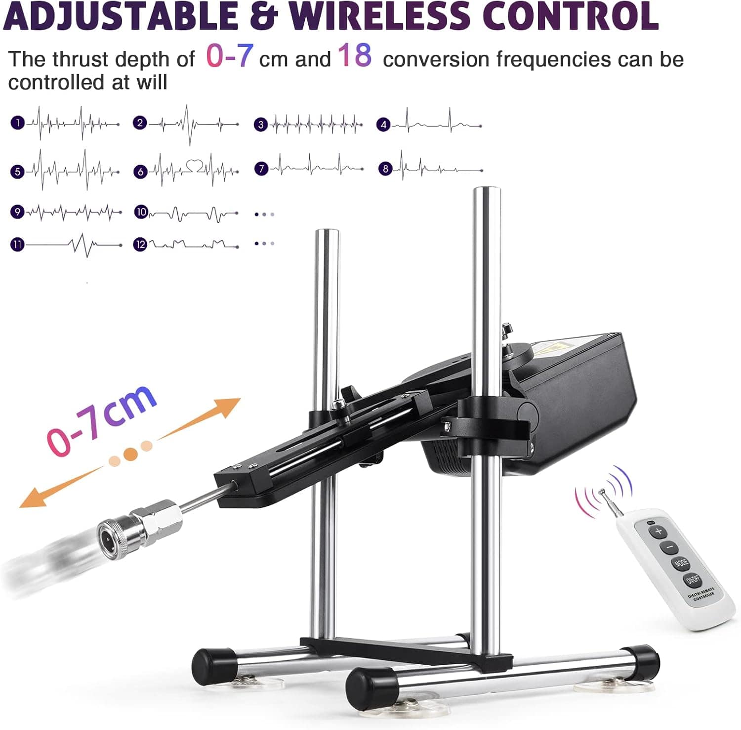 Silent sex machine 70W powerful 7cm adjustable premium thrust dildo machine 3 attachments - Lurevibe