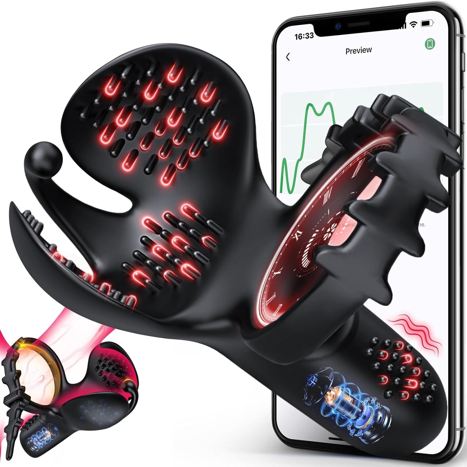 3 In 1 Vibrating Adjustable Penis Ring Vibrator - Lurevibe