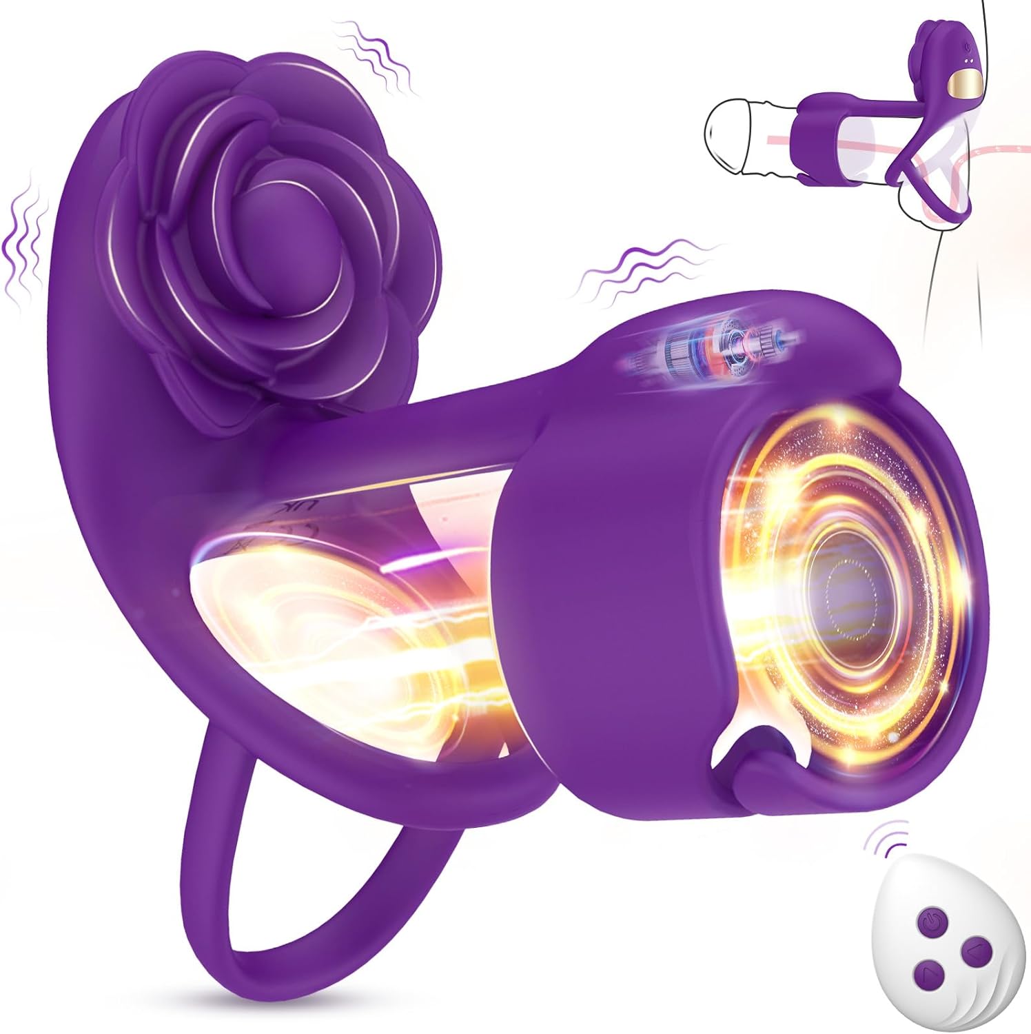 Lurevibe - 3 IN 1 vibrierender Rosen-Penisring mit 10 Vibrationen Lurevibe - 3 IN 1 vibrierender Rosen-Penisring mit 10 Vibrationen
