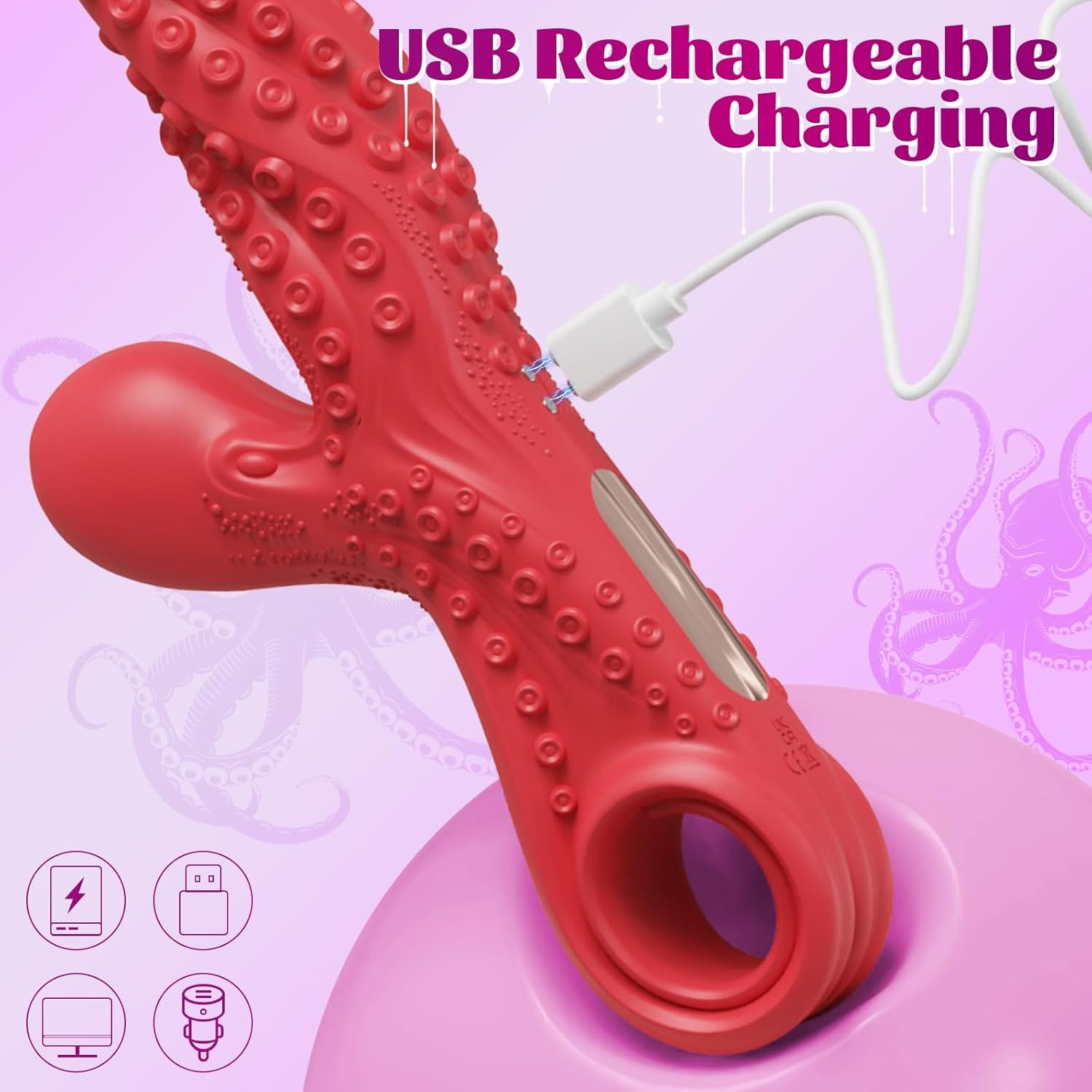 Octopus Tentacle Vibrating G-Spot Vibrator With Pull Ring - Lurevibe
