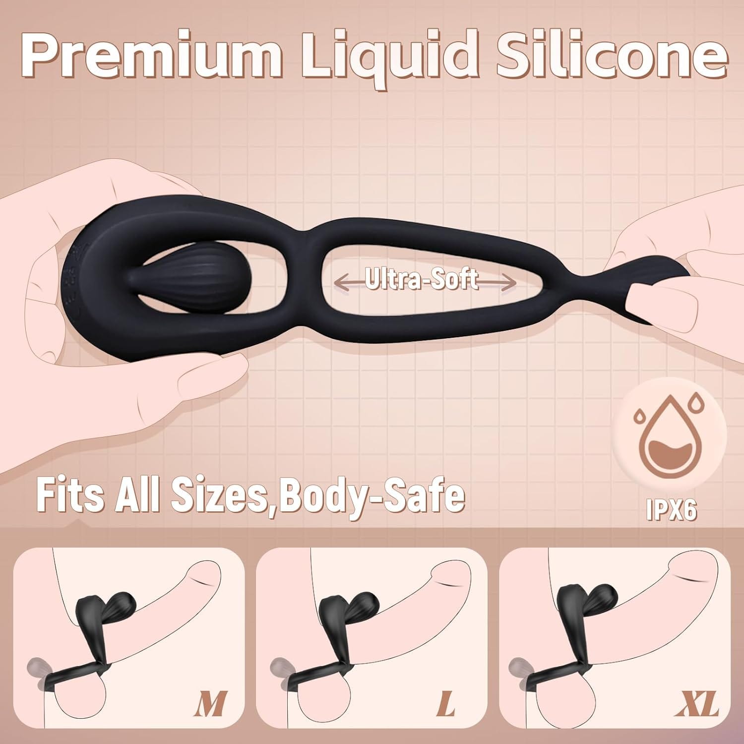 Vibrating Dual Cock Ring with Adjustable Beads - Lurevibe