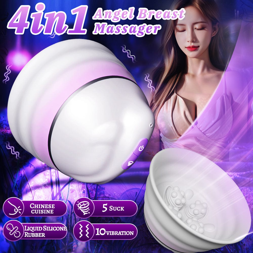 Angel 5 Vacuum Suction 10 Vibration Breast Massagers With Remote - Lurevibe