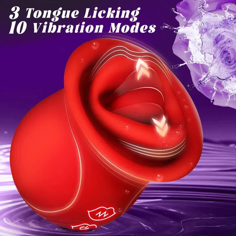 Rose Muncher - Licking Tongue Vibrator 10 French Kissing Modes - Lurevibe