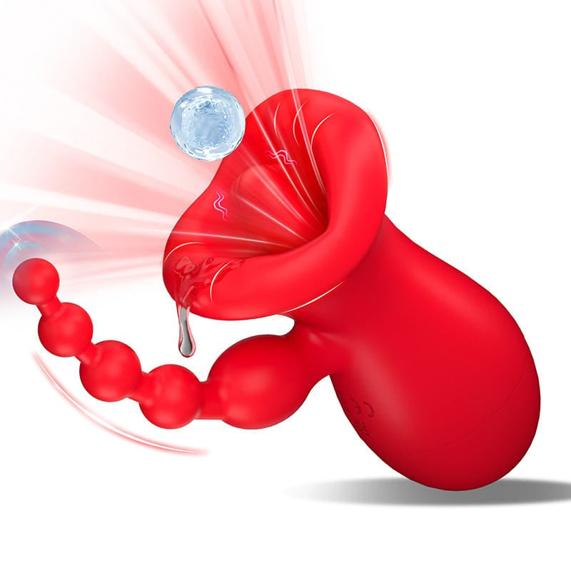 Big Mouth Clitoris Suction Anal Bead Vibrator with 10 Tongue Licking Modes - Lurevibe