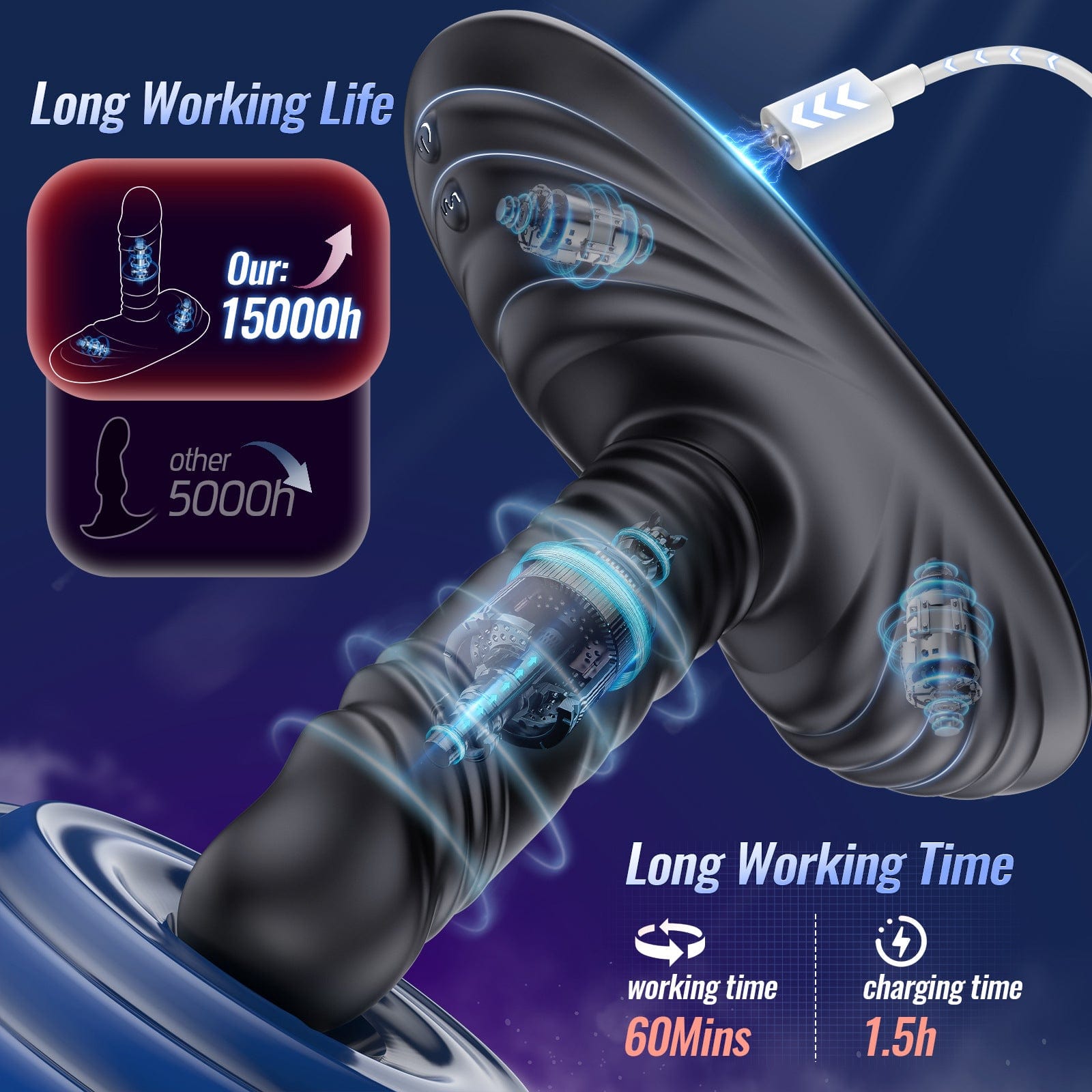 Upgraded Thrusting Sit And Ride Anal G Spot Double Vibrator With Remote - Lurevibe