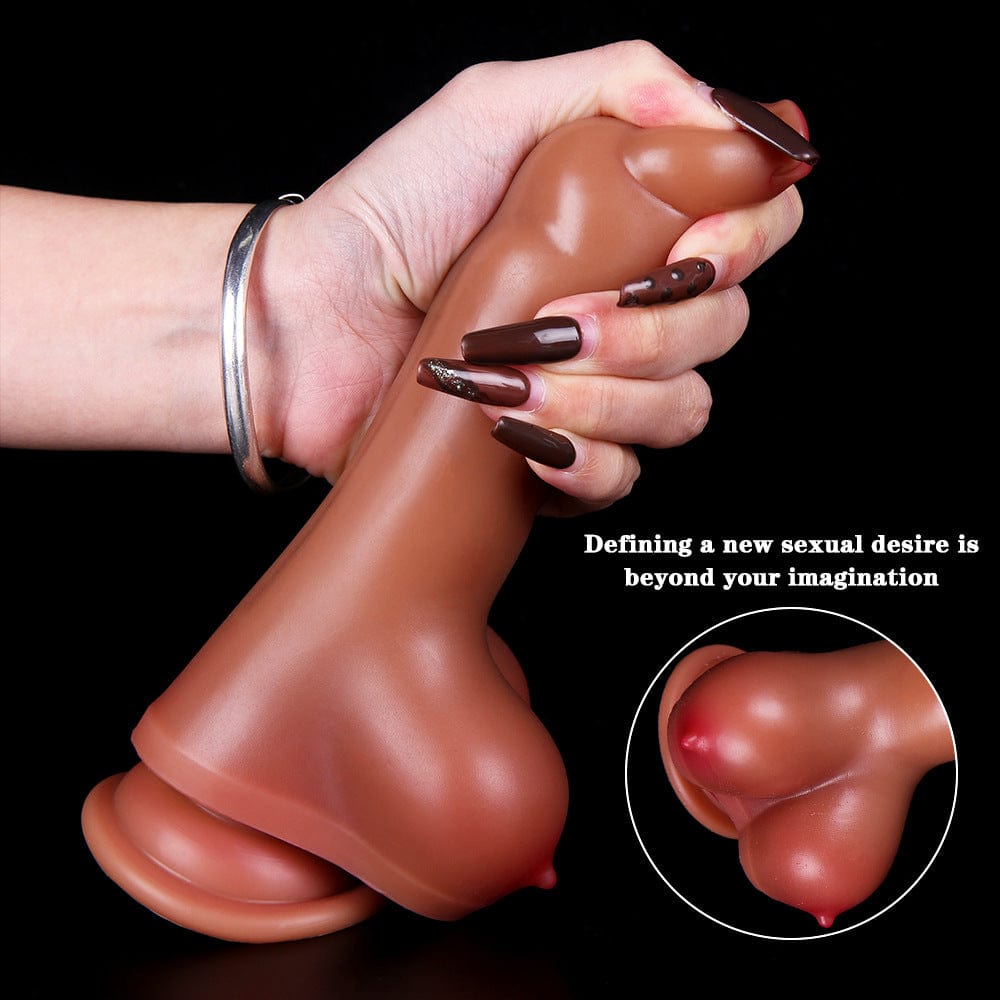 7.68 Inch Dildo Soft Manual Dildo With Double Breasts - Lurevibe