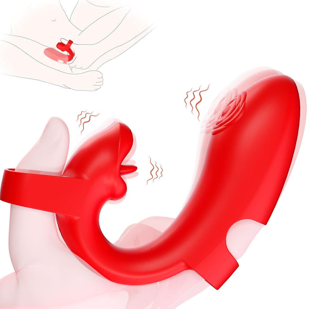 Finger Vibrator Rose Tongue Licking Clitoris G Spot Vibrator - Lurevibe