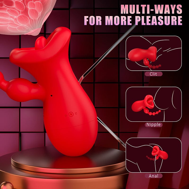 Big Mouth Clitoris Suction Anal Bead Vibrator with 10 Tongue Licking Modes - Lurevibe