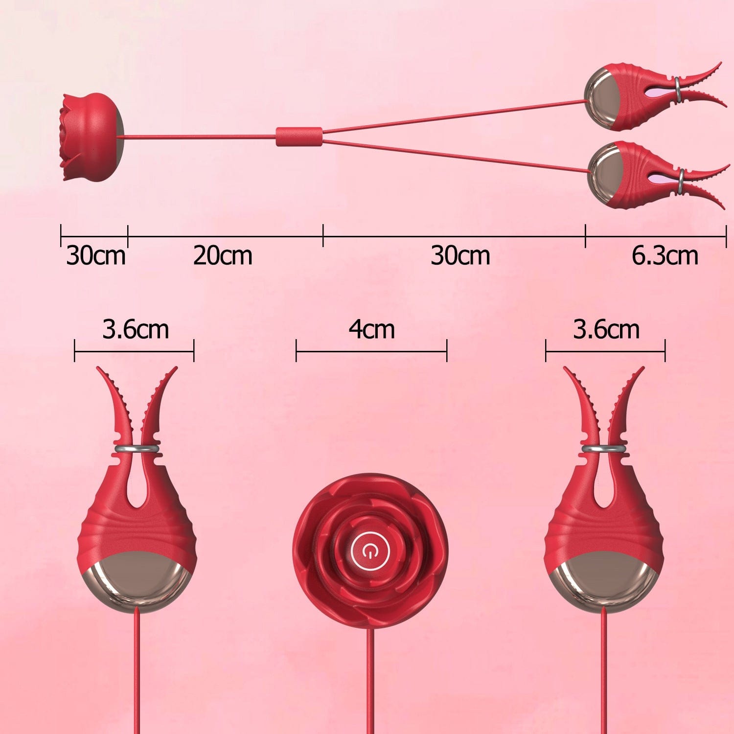 Rose-shaped 10 Vibration Nipple Clamps Set