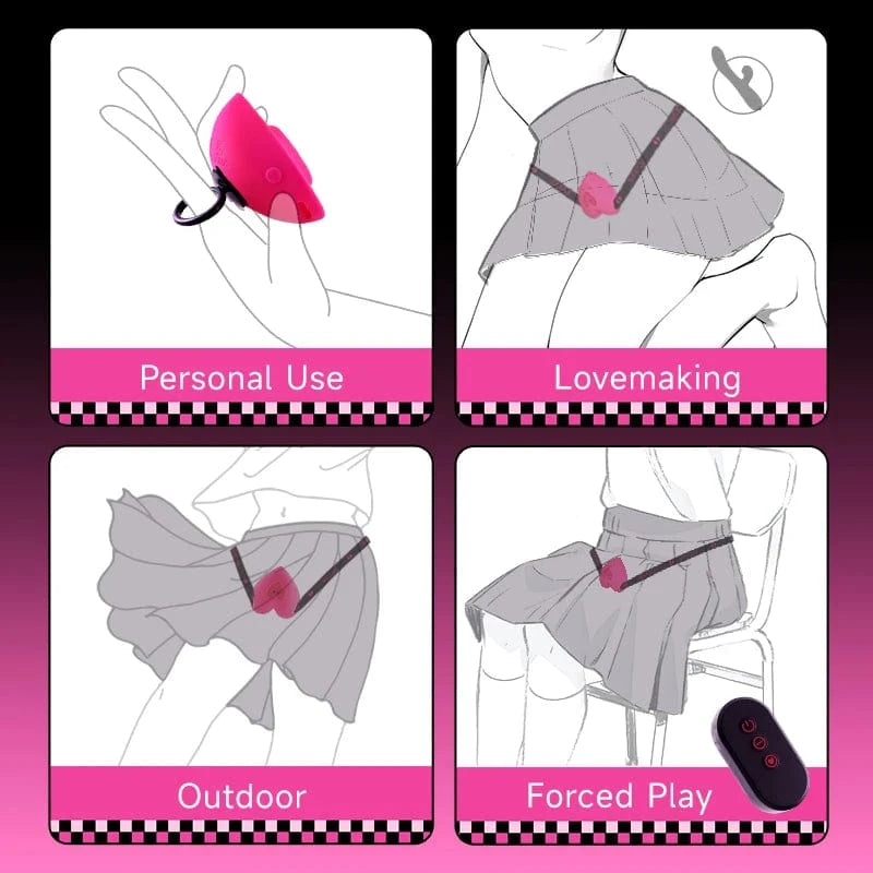 Lockink Pink Love-shaped Wearable Clitoral Suction Vibrator With Remote Control - Lurevibe