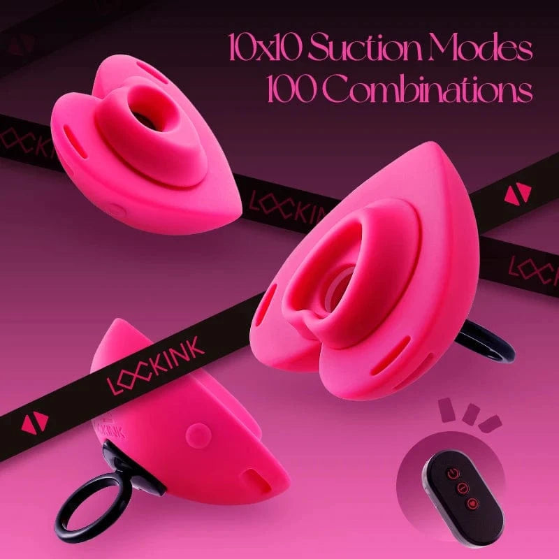 Lockink Pink Love-shaped Wearable Clitoral Suction Vibrator With Remote Control - Lurevibe