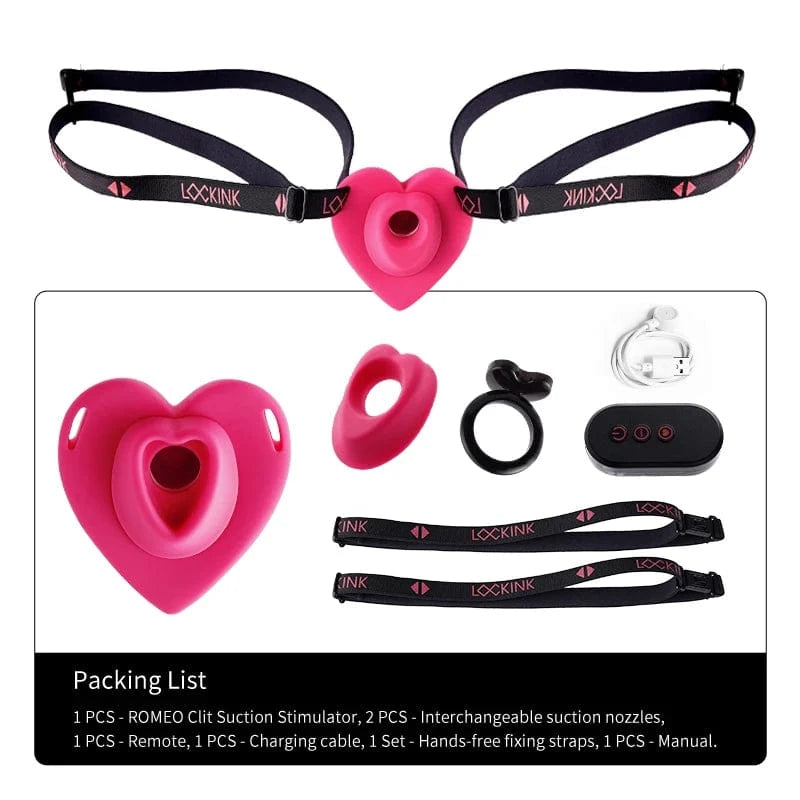 Lockink Pink Love-shaped Wearable Clitoral Suction Vibrator With Remote Control - Lurevibe