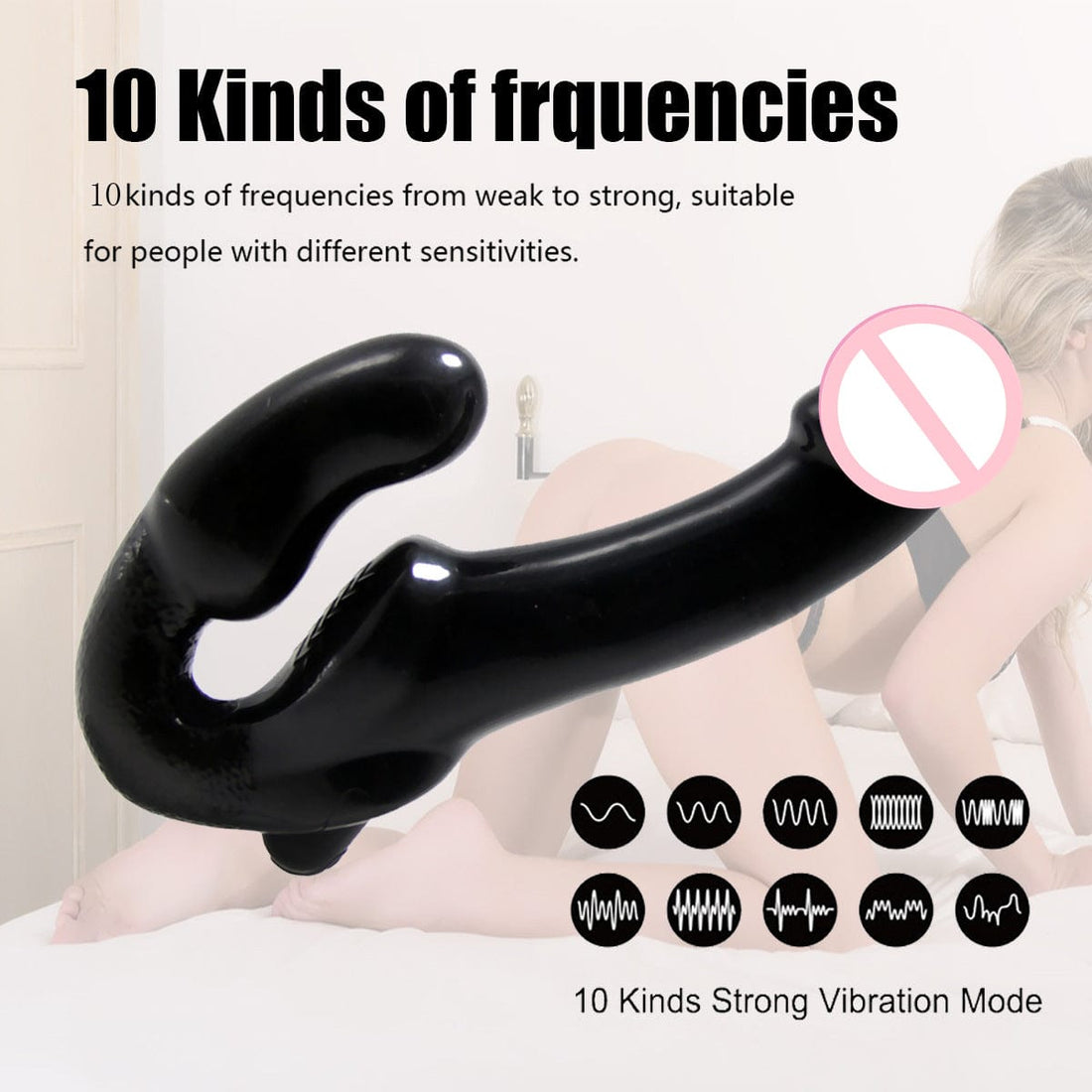 9.65‘’ 10 Frequency Vibrating Remote Control Double Ended Wearable Dildo