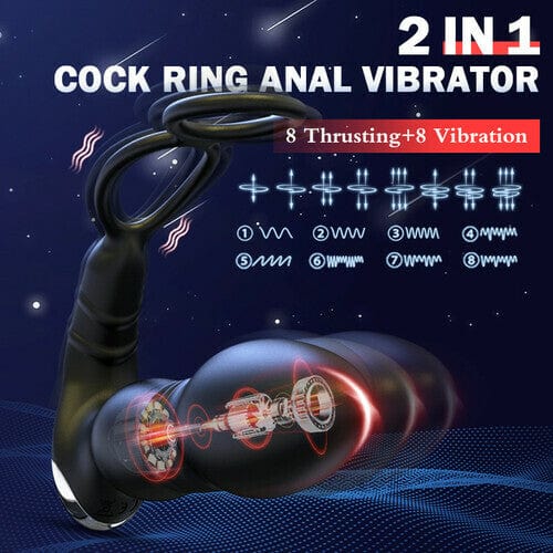 Iphisi New Double Ring Sperm Locking Ring Prostate Massager App Remote Control Telescopic Anal Plug Vibrator Sex Toy - Lurevibe