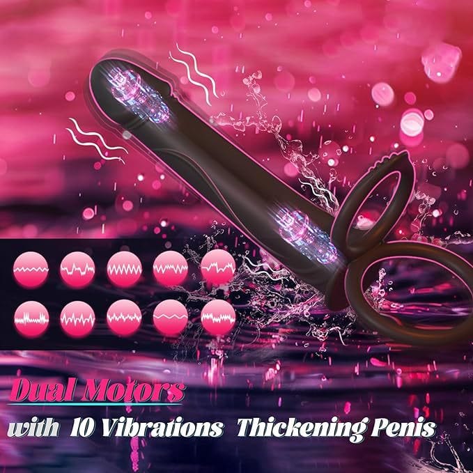 Strap On Dildo With Vibrating Cock Ring For Couple - Lurevibe