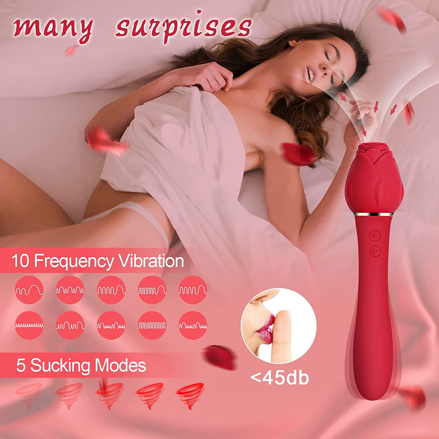 Lurevibe - Rose Sucking G Spot Vibrator Clit Sucker Nipple Dildo Rabbit - Lurevibe