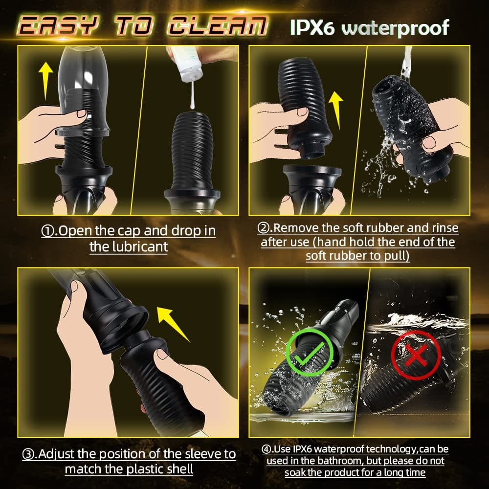 Lurevibe - Gawk Gawk Black (With Cover) Tivino Rotating Vibration Male Masturbation Cup - Lurevibe