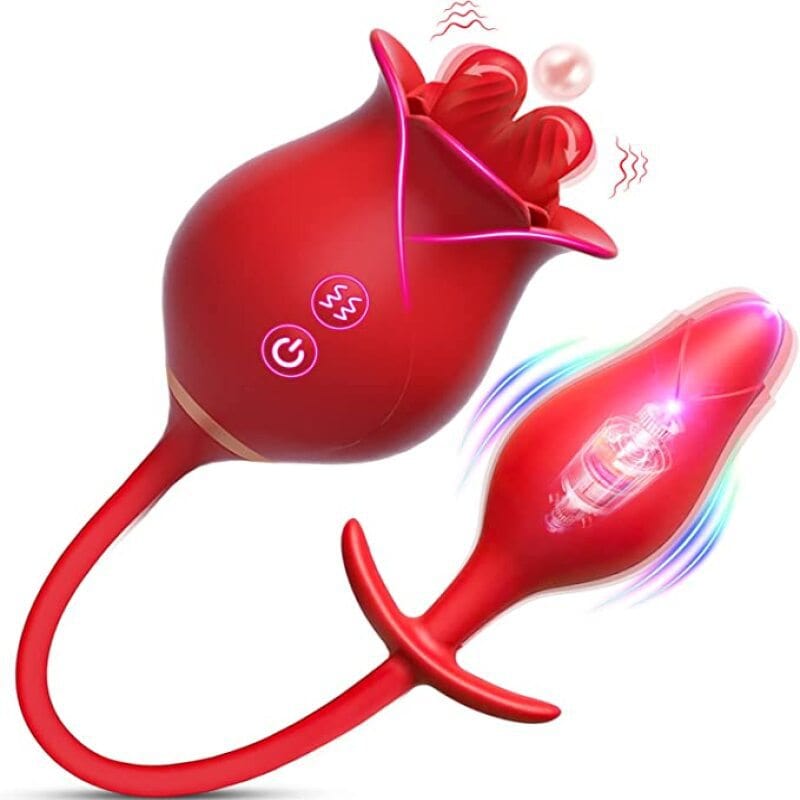Lurevibe - Double Tongue-licking Rose Toy Vibrating Anal Plug Lurevibe - Double Tongue-licking Rose Toy Vibrating Anal Plug