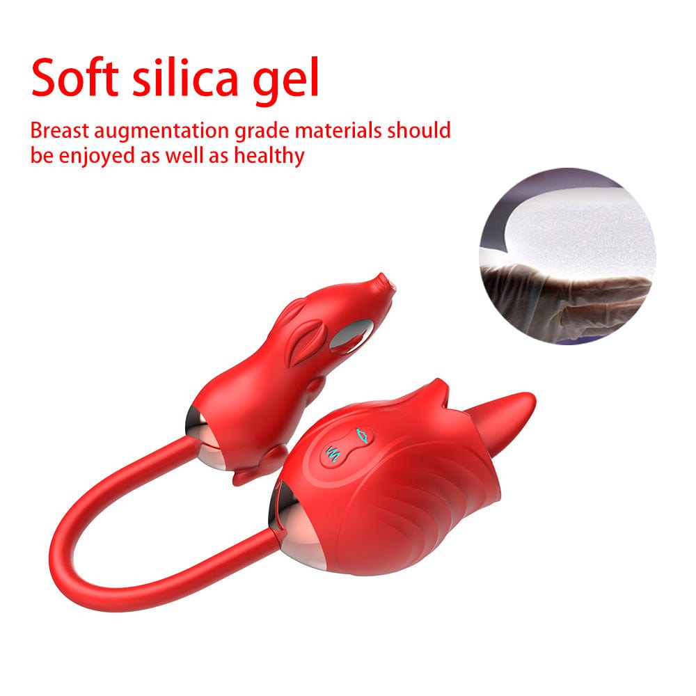 Lurevibe - New Rose Double Head Tongue Licking Vibration Jump Egg For Women - Lurevibe