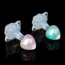 Aurora Peach Heart Acrylic Core Silicone Anal Plug with Petal Base - Lurevibe