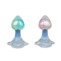 Aurora Peach Heart Acrylic Core Silicone Anal Plug with Petal Base - Lurevibe