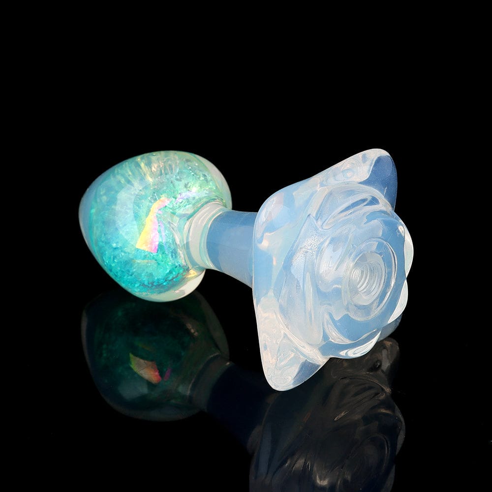 Aurora Peach Heart Acrylic Core Silicone Anal Plug with Petal Base - Lurevibe