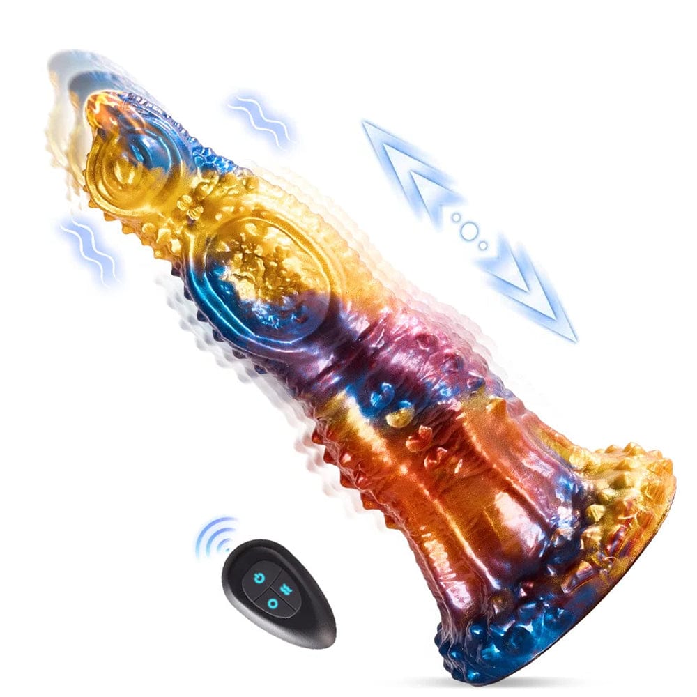 Colorful Golden Phoenix Electric Telescopic Vibrating Dildo With Remote Control - Lurevibe