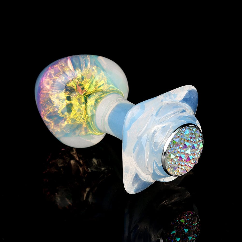 Aurora Peach Heart Crystal Silicone Anal Plug with Petal Base - Lurevibe