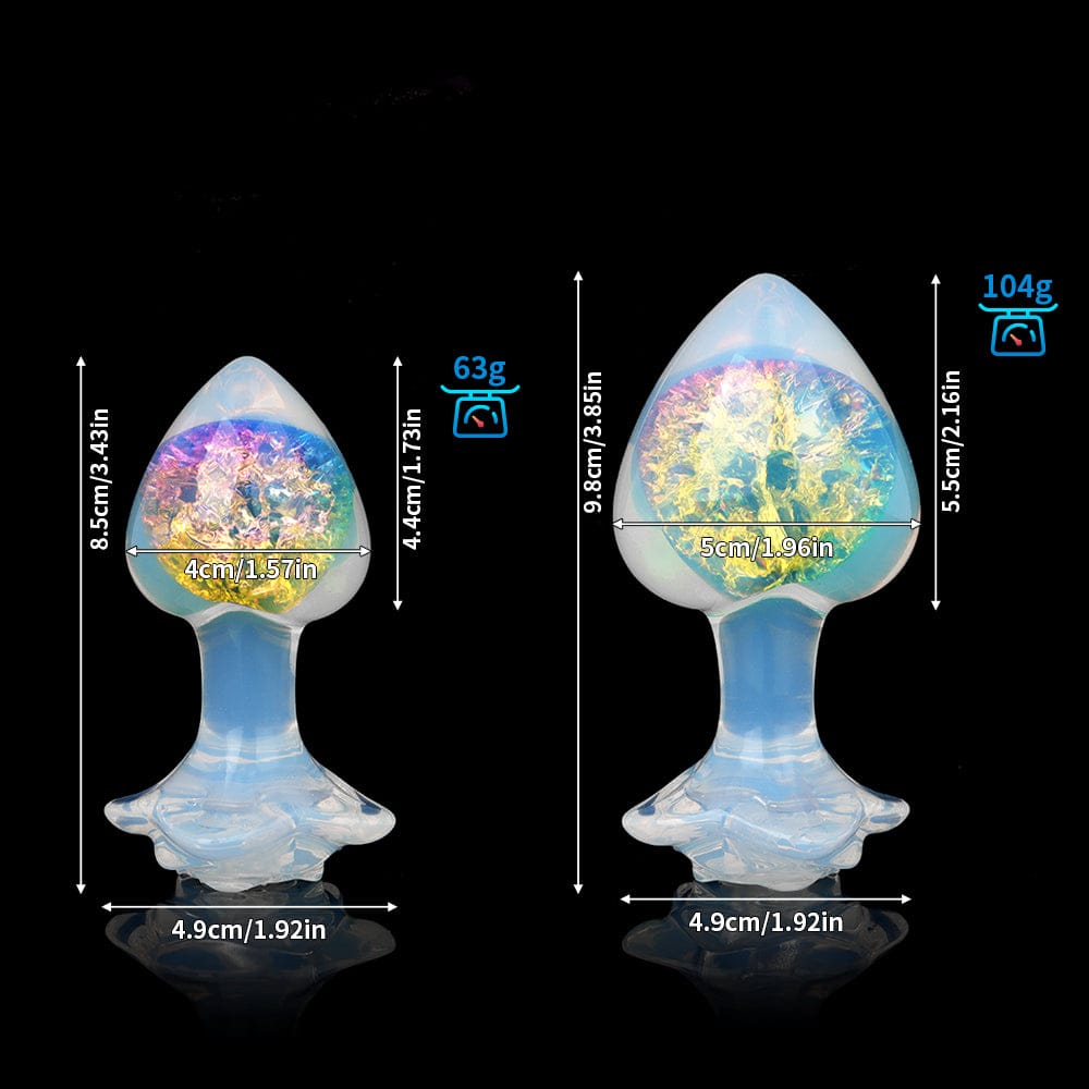 Aurora Peach Heart Crystal Silicone Anal Plug with Petal Base - Lurevibe
