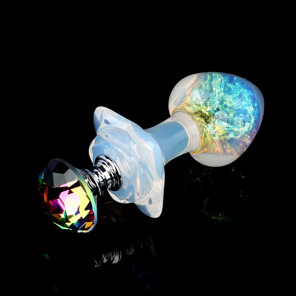 Aurora Peach Heart Crystal Silicone Anal Plug with Petal Base - Lurevibe