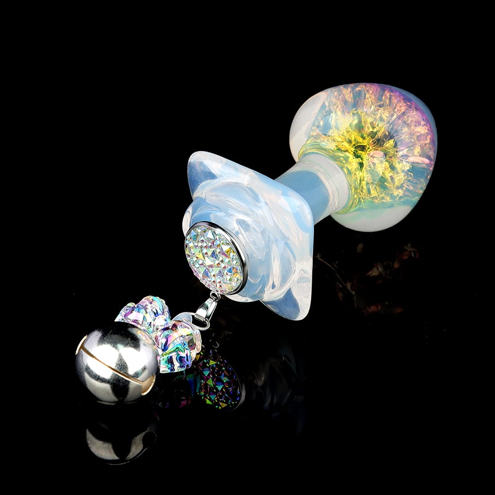Aurora Peach Heart Crystal Silicone Anal Plug with Petal Base - Lurevibe