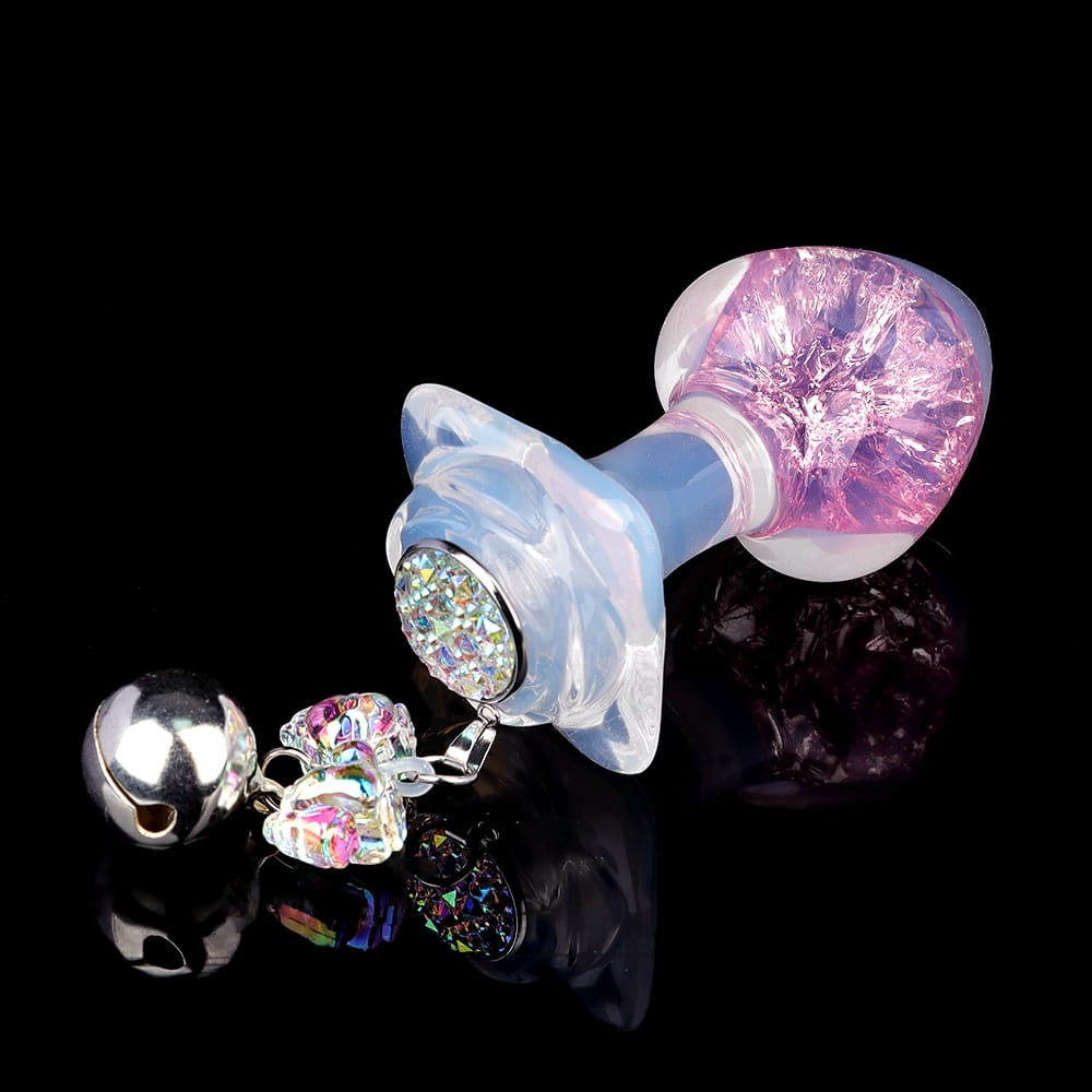 Aurora Peach Heart Crystal Silicone Anal Plug with Petal Base - Lurevibe