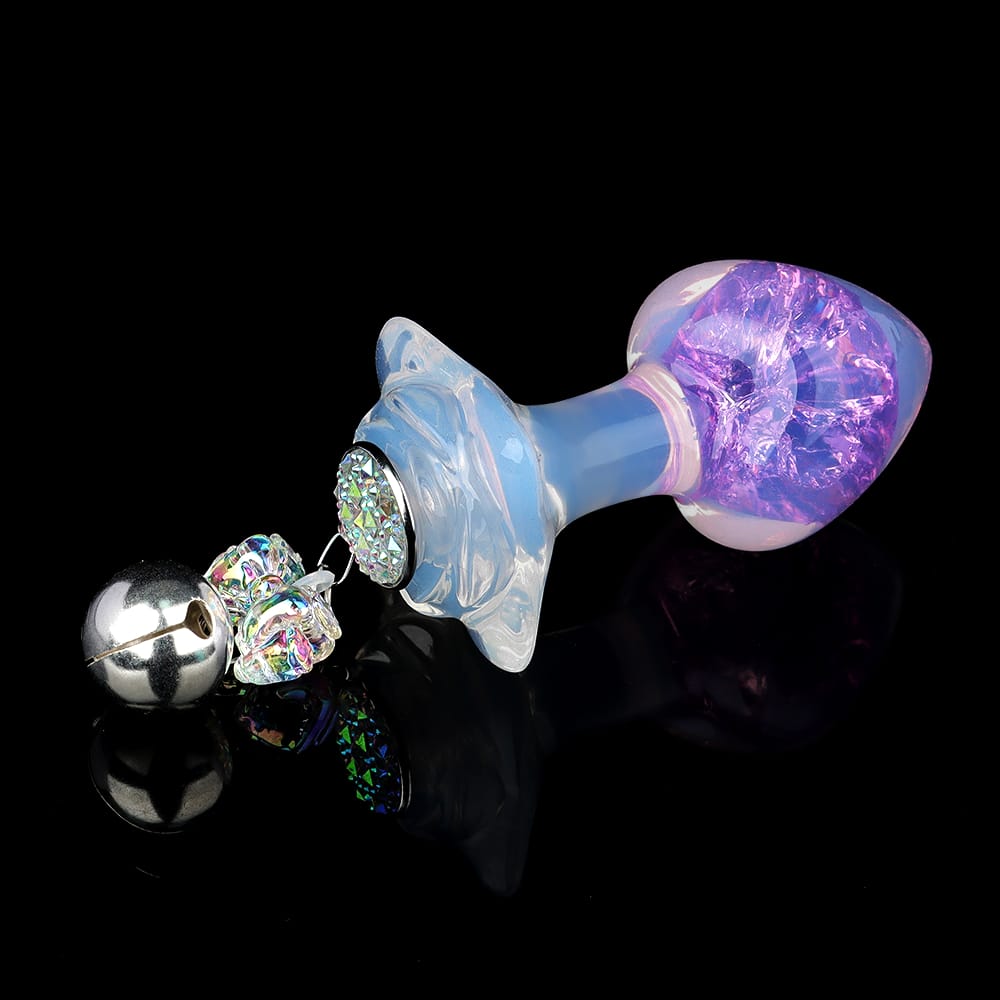 Aurora Peach Heart Crystal Silicone Anal Plug with Petal Base - Lurevibe