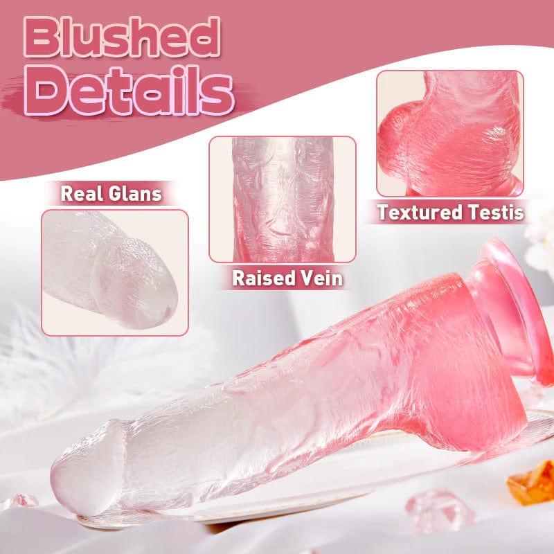 Crystal Jelly Dildo With Strong Suction Cup Huge Dildo 8 Inch - Lurevibe