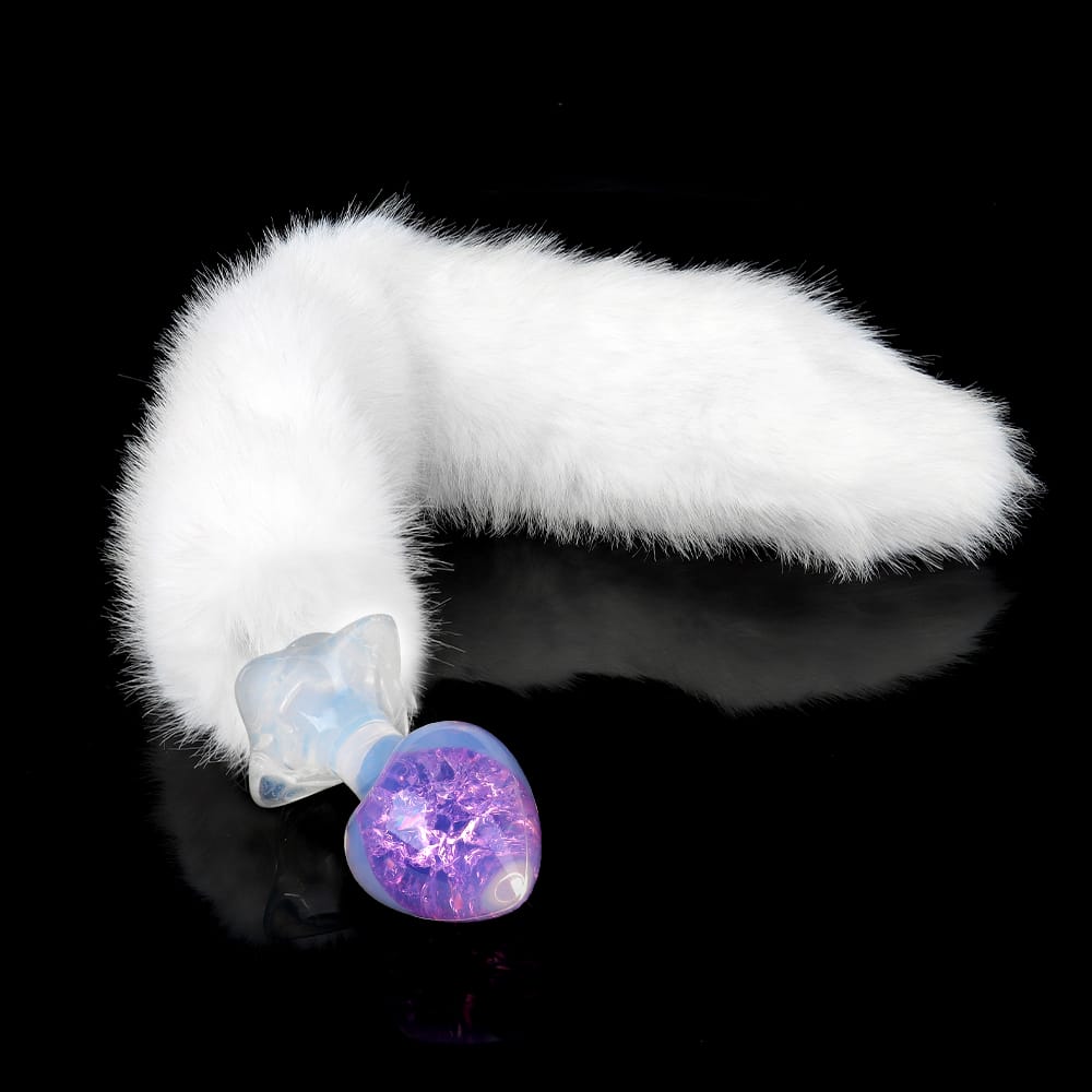 Aurora Peach Heart Crystal Silicone Anal Plug with Petal Base - Lurevibe