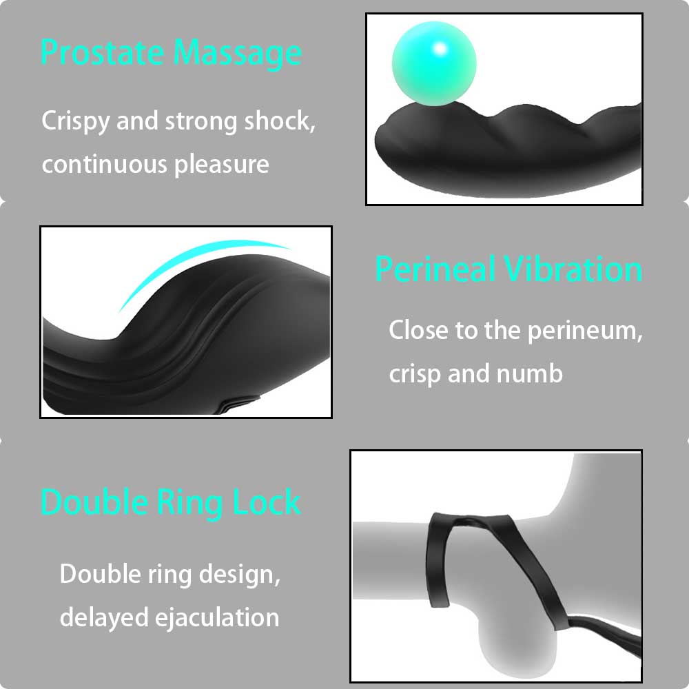 9 Speed Vibrating Prostate Massager Delayed Ejaculation Ring Anal Plug Vibrator With Remote Control - Lurevibe